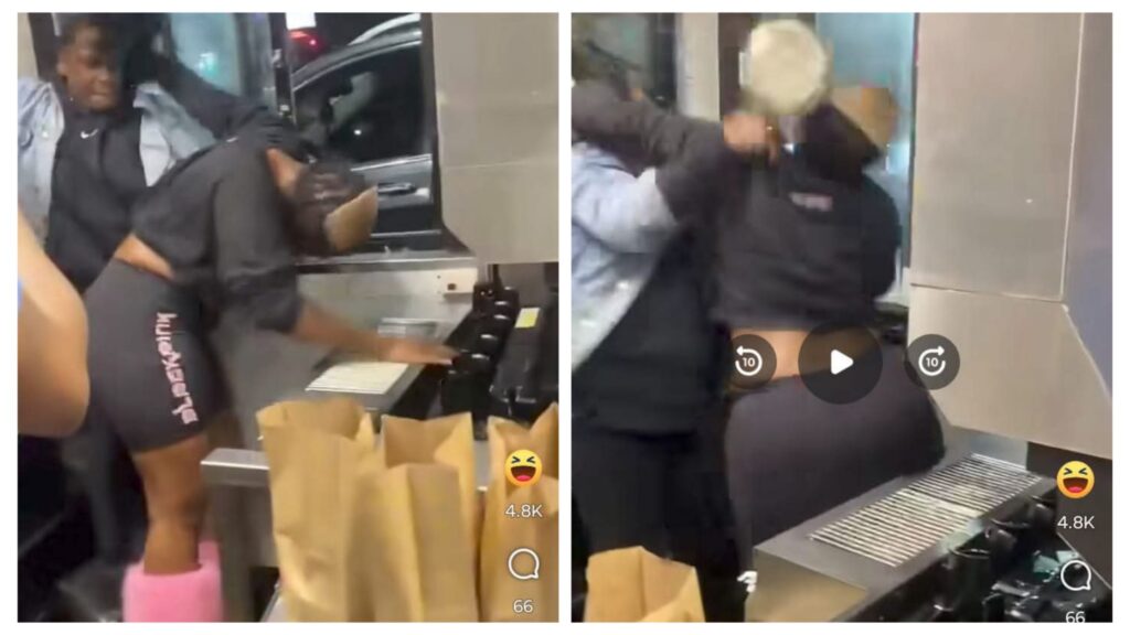 Video: Laughters As Tiffany Sherrod Was Caught Hitting Coffee Pot On Drunk Woman Kay Janae, Head While Fighting Inside Mcdonald'S Kitchen 1 incollage 20250208 1109397754271369049863337599 1024x576 2