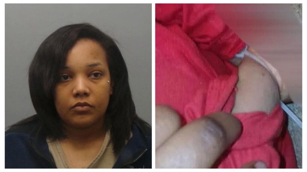 Photo: Mother, Alease Chambers Geni, Arrested After She Ziptied Her 4-Year-Old Baby Boy To Meet A Man, Props Himothy 1 incollage 20250218 1941579814996211831713354448 1024x576 2