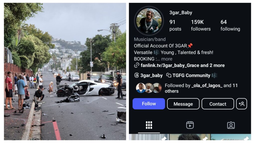 Video: Nigerian Driver, 3Gar Baby, Cries Out After He Crashed His R4M Mclaren 570S Coupe Pm High Level Road In Sea Point During 200Km/H Speed 3 incollage 20250302 1020180026371558450798373027 1024x576 2