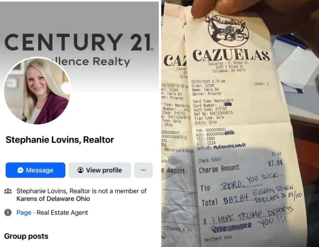 Photo: Stephanie Lovins, A Realtor Gave Zero Tip To Mexican Disabled Waiter As She Hopes Trump Deport Them At Cazulas Restaurant: You Suck 1 incollage 20250304 0137149918528772633181327451 1024x793 2