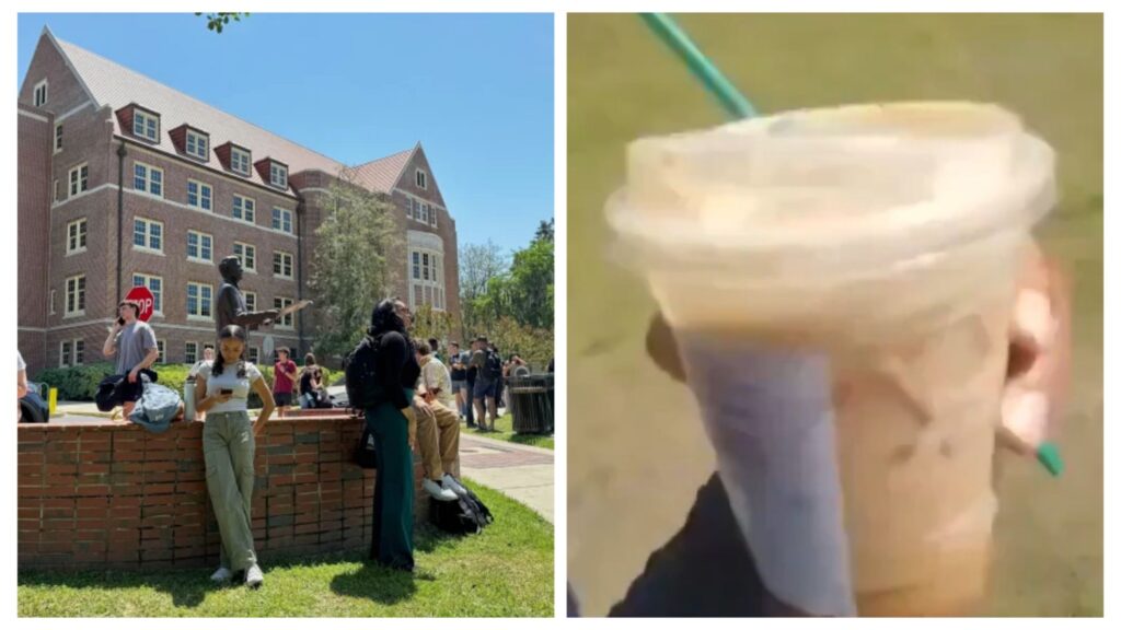 Video: Outrage As Woman Seen Sipping Starbucks Latte While Recording As She Walked Pass By Wounded Victim During Shooting In Fsu, Florida 1 incollage 20250417 2037279161432132918499120171 1024x576 2